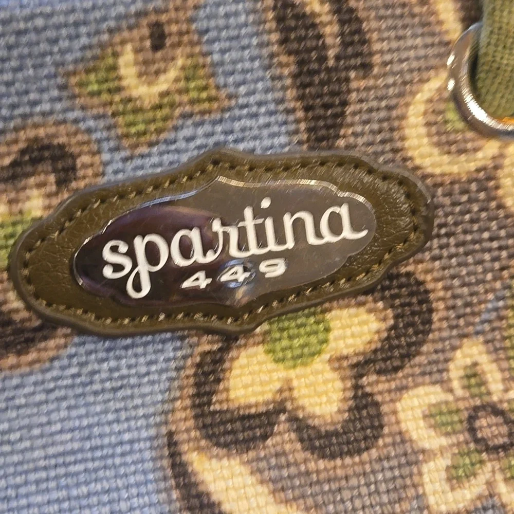 Spartina 449 Double Zipper Lime Green/Brown Patterned Mini Travel Bag/Case